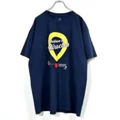 00sヴィンテージ・Tシャツ 企業ロゴ グラフィック Hanes ネイビーXL