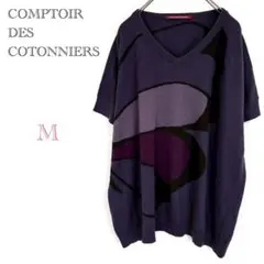 ♦︎コントワー•デ•コトニエ【M】半袖カシミヤニットTシャツ Vネックトップス