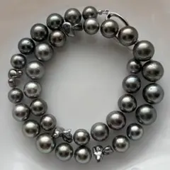マルチカラー】パール 黒蝶真珠ステーションネックレス 8.5mm-13.3mm 