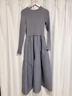 上品エンボスニットドッキングワンピース coca