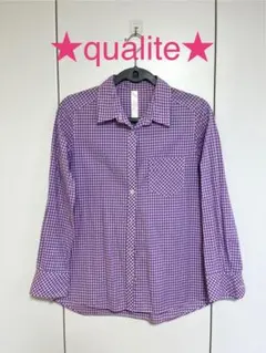 【美品】qualiteカリテ チェックシャツ2（M）のサムネイル