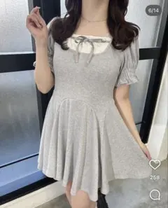 evelyn 半袖 ミニワンピース グレー
