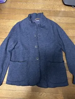 ダークブルー ウールブレンド テーラードジャケット