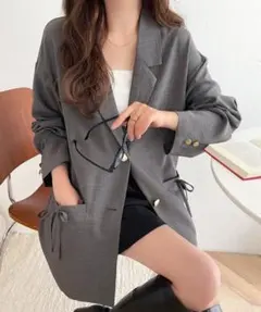 7月末処分【mily bilet】テラードジャケット　チャコールグレー