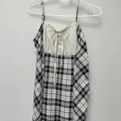 チェック柄キャミソールマーメイドロングワンピース[gn467]