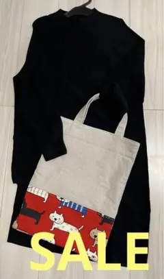 整列にゃんこ 縦長ぺたんこトートバッグ