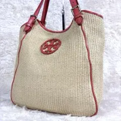 Tory Burch トリーバーチ トートバッグ カゴバッグ ストロー ダブルT