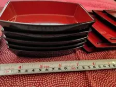 保管品】6盆古八角膳台 骨董 朱漆 瓶台レトロ 民芸古民具 木製トレイ