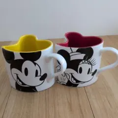 Francfrancミッキーマウス・ミニーマウス ハート型マグカップ 2個セット