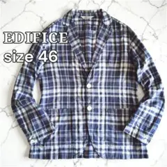 美品 EDIFICE チェック 薄手 コットン シャツジャケット 46 日本製のサムネイル