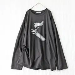 ノウル ロングTシャツ 手 グラフィック モード ストリート XL 大きいサイズのサムネイル