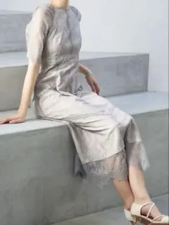 ショルダーギャザーラッセルレースワンピース