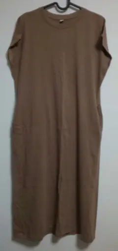 UNIQLO ノースリーブカットソーワンピース L ブラウン