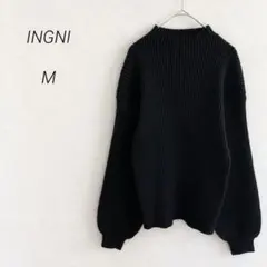 ♦︎ イング ニットセーター M リブ リブニット レーヨン ブラック 秋冬