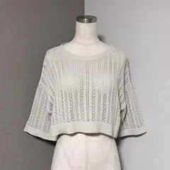 ローリーズファーム 透かし編み ニット バック ボタン ショート トップス