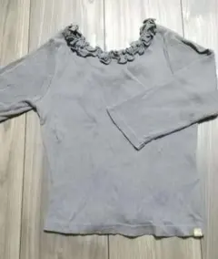 テータテート パープルグレー フリル付き カットソー 100