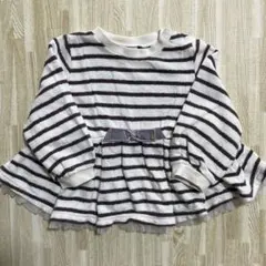 petit main ボーダー リボン付 チュニックトレーナー サイズ90