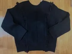 フリンジニット　ブラック　L