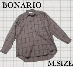 n87【BONARIO】 ネルシャツ ブラウン チェック柄 Mサイズのサムネイル