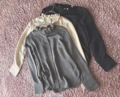 UNIQLOユニクロコントワーデコトニエサテンフリルブラウス　3色3枚セット