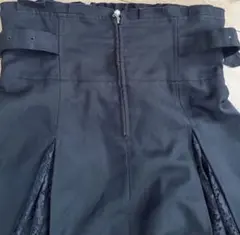 美品！axes レーススリット入り黒ロングスカート　ウエストゴム調節