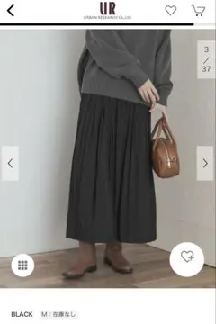 URBAN RESEARCH DOORS ブラック プリーツスカート M
