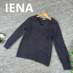 美品◆IENA イエナ モヘヤ混 Vネックニット メランジ ふんわり 上品 濃紺