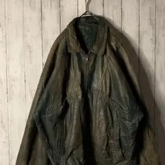 レア A-2 レザージャケット ブルゾン ブラウン グリーン 本革 ストライプ