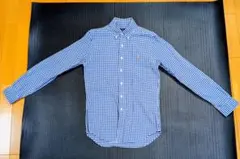 ポロラルフローレン 青と白のチェック柄 ボタンダウンシャツ