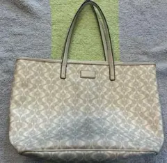 【訳あり】COACH コーチ トートバッグ シグネチャー ベージュ/ホワイトく
