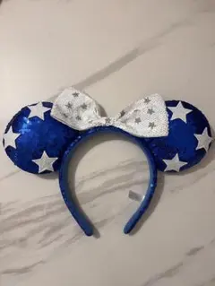 ミニーマウス　カチューシャ 青 スパンコール　ディズニー