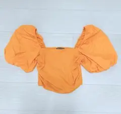 ZARA オレンジ パフスリーブ トップス