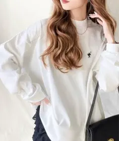 【新品未使用品】ホワイトオーバーサイズTシャツ ロゴ刺繍　Mサイズ