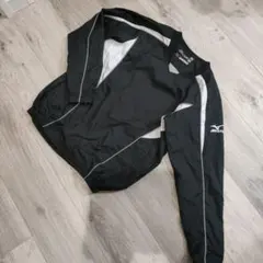 Mizuno 長袖ジャケット 150 黒/白　Vジャン　シャカシャカ