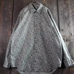 SP古着 総柄シャツ 綿 ヴィンテージ ペイズリー L 長袖 ブルーグレー系