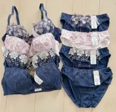 ノンワイヤーブラジャーショーツセット　C75 まとめ売り　紺色　ネイビー　ピンク
