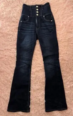 ハイウエスト ストレッチ フレアデニムパンツ cu531 XS インディゴ