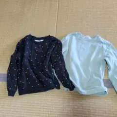 H&Мハート柄スウェットトレーナーセット（黒・水色）