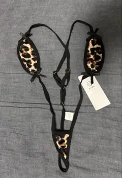 ★ヒョウ柄ハイレグレオタードサスペンダービキニ ヒモビキニ
