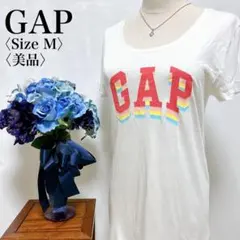 【美品】ギャップ 4色 ロゴ Y2K プリント Uネック 白 半袖 Tシャツ