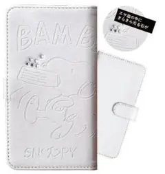 新品フリーサイズスマホケース吸盤式スヌーピー手帳型ホワイトのサムネイル