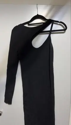 ZARA アシンメトリー ニットワンピース ブラック S