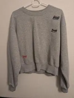 【Java】グレー クロップドスウェット裏起毛 ロゴ刺繍 Ｍサイズ
