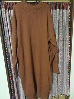 FREAK'S STORE ニットワンピース ロング レンガ色 ゆったりサイズ