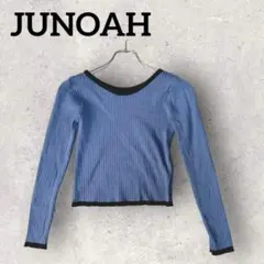 JUNOAH リブニット セーター カットソー(F)ブルー 長袖 ストレッチのサムネイル
