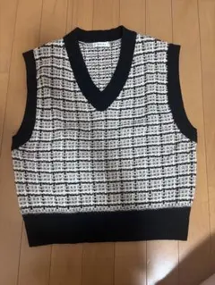 INGNI チェック柄ニットベスト Vネック