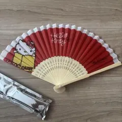 非売品　新品　ハローキティ展 扇子 コラボメニュー 限定　福岡美術館