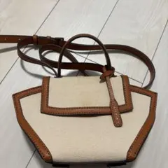 チャールズアンドキース　キャンバストラぺーズトップハンドルバッグ