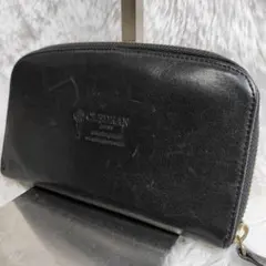 【クレドラン】味のあるエイジング！多収納 L字ファスナー長財布 ブラック