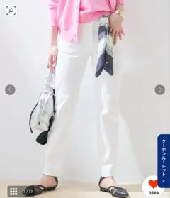 INDIVI 【褒められデニム】スリムストレート デニムパンツ　ホワイト36のサムネイル